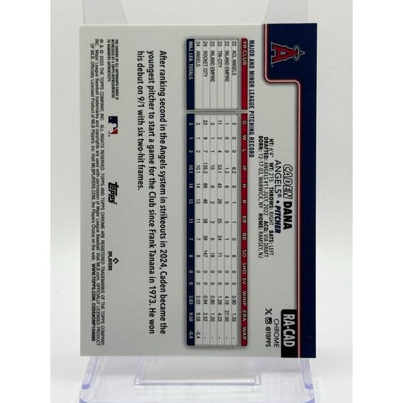 2025 Topps Chrome Logofractor Caden Dana Rookie Gold Auto 26/50 SP Angels RC - Picture 2 of 2